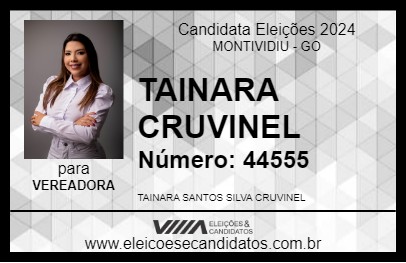 Candidato TAINARA CRUVINEL 2024 - MONTIVIDIU - Eleições