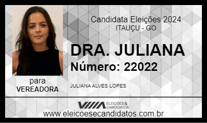 Candidato DRA. JULIANA 2024 - ITAUÇU - Eleições