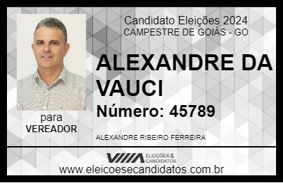 Candidato ALEXANDRE DA VALCI 2024 - CAMPESTRE DE GOIÁS - Eleições