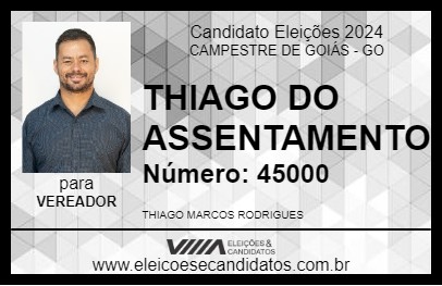 Candidato THIAGÃO DO ASSENTAMENTO 2024 - CAMPESTRE DE GOIÁS - Eleições