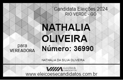 Candidato NATHALIA  OLIVEIRA 2024 - RIO VERDE - Eleições