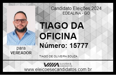 Candidato TIAGO DA OFICINA 2024 - EDEALINA - Eleições