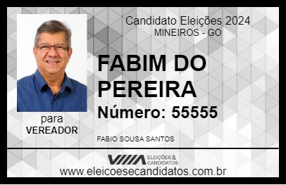 Candidato FABIM DO PEREIRA 2024 - MINEIROS - Eleições