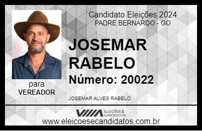 Candidato JOSEMAR RABELO 2024 - PADRE BERNARDO - Eleições