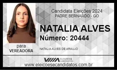 Candidato NATALIA ALVES 2024 - PADRE BERNARDO - Eleições