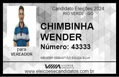 Candidato CHIMBINHA WENDER 2024 - RIO VERDE - Eleições