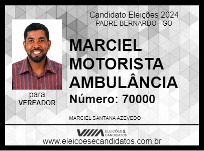 Candidato MARCIEL MOTORISTA AMBULÂNCIA 2024 - PADRE BERNARDO - Eleições