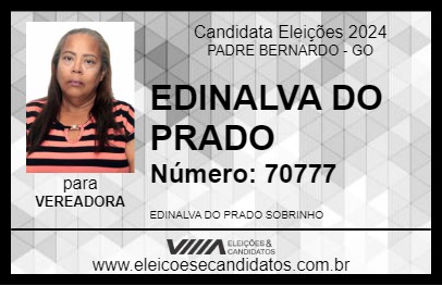 Candidato EDINALVA DO PRADO 2024 - PADRE BERNARDO - Eleições