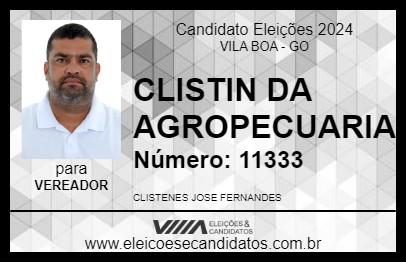 Candidato CLISTIN DA AGROPECUARIA 2024 - VILA BOA - Eleições