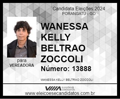 Candidato WANESSA KELLY BELTRAO ZOCCOLI 2024 - PORANGATU - Eleições