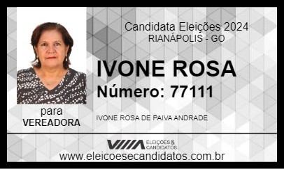 Candidato IVONE ROSA 2024 - RIANÁPOLIS - Eleições