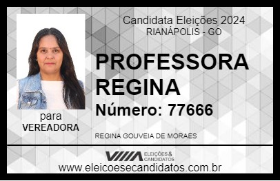 Candidato PROFESSORA REGINA 2024 - RIANÁPOLIS - Eleições