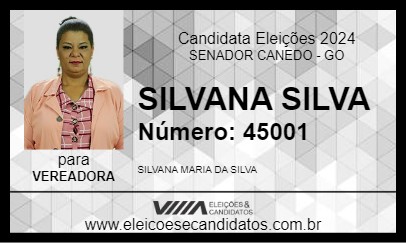 Candidato SILVANA SILVA 2024 - SENADOR CANEDO - Eleições