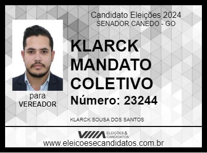 Candidato KLARCK DOS SANTOS 2024 - SENADOR CANEDO - Eleições