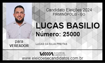 Candidato LUCAS BASILIO 2024 - FIRMINÓPOLIS - Eleições