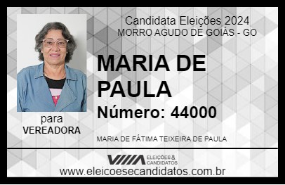 Candidato MARIA DE PAULA 2024 - MORRO AGUDO DE GOIÁS - Eleições