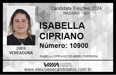 Candidato ISABELLA CIPRIANO 2024 - NAZÁRIO - Eleições