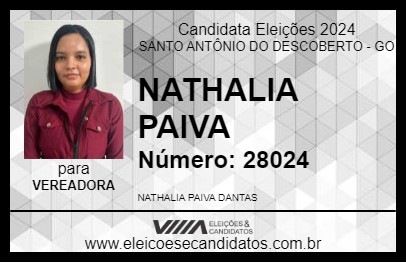 Candidato NATHALIA PAIVA 2024 - SANTO ANTÔNIO DO DESCOBERTO - Eleições