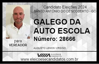 Candidato GALEGO DA AUTO ESCOLA 2024 - SANTO ANTÔNIO DO DESCOBERTO - Eleições