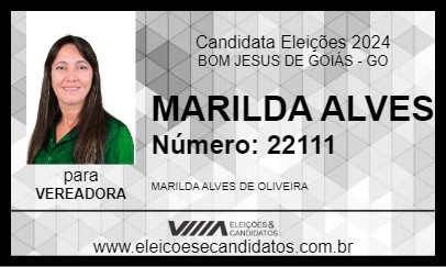 Candidato MARILDA ALVES 2024 - BOM JESUS DE GOIÁS - Eleições