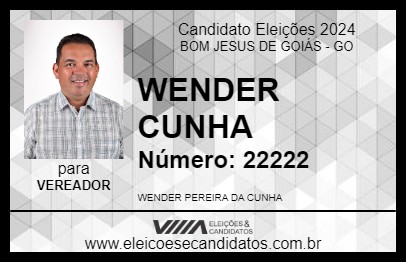 Candidato WENDER CUNHA 2024 - BOM JESUS DE GOIÁS - Eleições