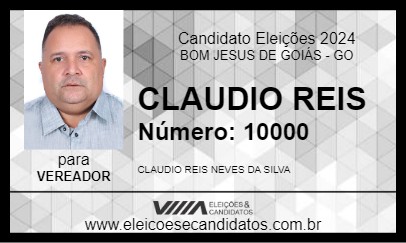 Candidato CLAUDIO REIS  2024 - BOM JESUS DE GOIÁS - Eleições