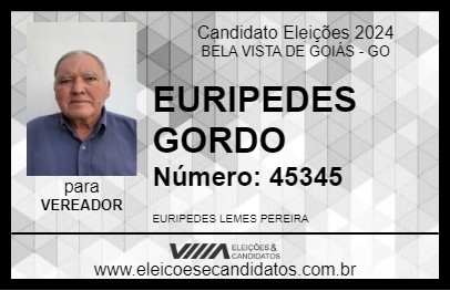 Candidato EURIPEDES GORDO 2024 - BELA VISTA DE GOIÁS - Eleições