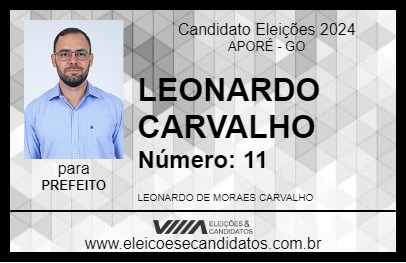 Candidato LEONARDO CARVALHO 2024 - APORÉ - Eleições