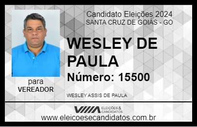 Candidato WESLEY DE PAULA 2024 - SANTA CRUZ DE GOIÁS - Eleições