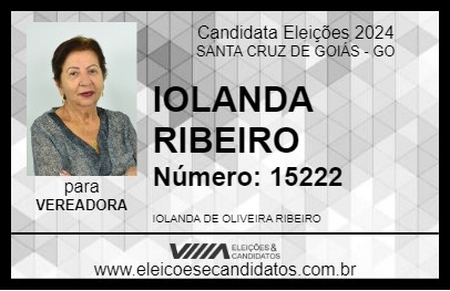 Candidato IOLANDA RIBEIRO 2024 - SANTA CRUZ DE GOIÁS - Eleições