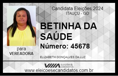 Candidato BETINHA DA SAÚDE 2024 - ITAUÇU - Eleições