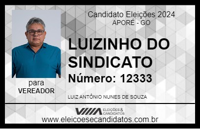 Candidato LUIZINHO DO SINDICATO 2024 - APORÉ - Eleições