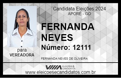 Candidato FERNANDA NEVES 2024 - APORÉ - Eleições