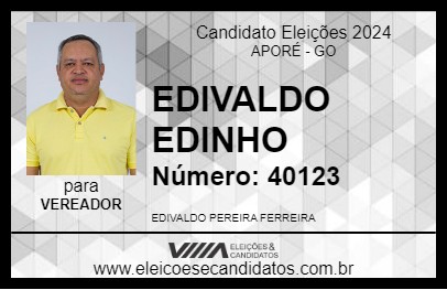 Candidato EDIVALDO EDINHO 2024 - APORÉ - Eleições