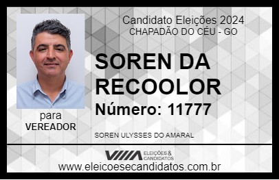 Candidato SOREN DA RECOOLOR 2024 - CHAPADÃO DO CÉU - Eleições