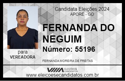 Candidato FERNANDA DO NEGUIM 2024 - APORÉ - Eleições