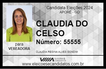 Candidato CLAUDIA DO CELSO 2024 - APORÉ - Eleições