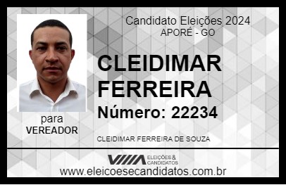 Candidato CLEIDIMAR FERREIRA 2024 - APORÉ - Eleições