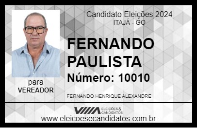 Candidato FERNANDO PAULISTA 2024 - ITAJÁ - Eleições