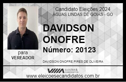 Candidato DAVIDSON ONOFRE 2024 - ÁGUAS LINDAS DE GOIÁS - Eleições