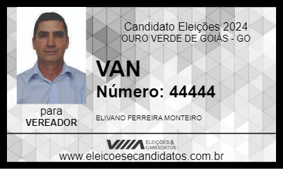 Candidato VAN 2024 - OURO VERDE DE GOIÁS - Eleições