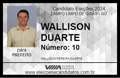 Candidato WALLISON DUARTE 2024 - CAMPO LIMPO DE GOIÁS - Eleições