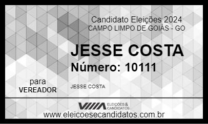 Candidato JESSE COSTA 2024 - CAMPO LIMPO DE GOIÁS - Eleições