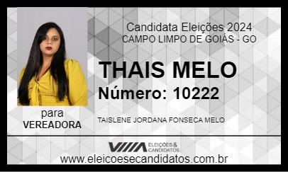 Candidato THAIS MELO 2024 - CAMPO LIMPO DE GOIÁS - Eleições