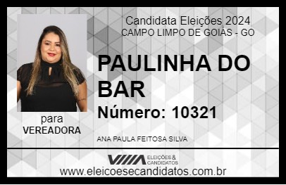 Candidato PAULINHA DO BAR 2024 - CAMPO LIMPO DE GOIÁS - Eleições