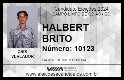 Candidato HALBERT BRITO 2024 - CAMPO LIMPO DE GOIÁS - Eleições