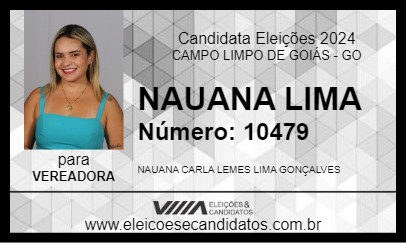 Candidato NAUANA LIMA 2024 - CAMPO LIMPO DE GOIÁS - Eleições