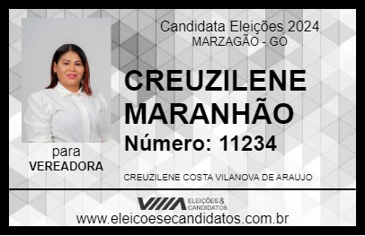 Candidato CREUZILENE MARANHÃO 2024 - MARZAGÃO - Eleições