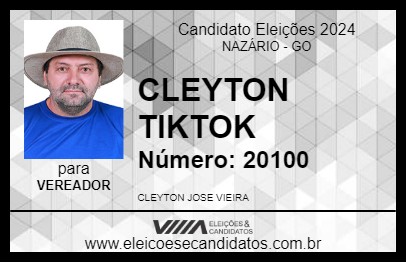 Candidato CLAYTON TIKTOK 2024 - NAZÁRIO - Eleições