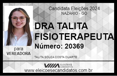 Candidato DRA TALITA FISIOTERAPEUTA 2024 - NAZÁRIO - Eleições